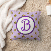 Coussin Monogramme étoile initiale famille violet céleste (Couverture)
