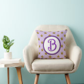 Coussin Monogramme étoile initiale famille violet céleste (Chaise)