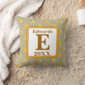Coussin Monogramme étoile initiale jaune or décoration mai (Couverture)