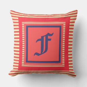 Coussin Monogramme F Crête familiale initiale