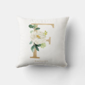 Coussin Monogramme F floral en feuille d'or faux (Verso)