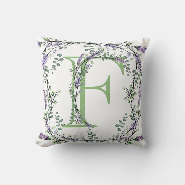 Coussin Monogramme F Lavande Eucalyptus (Recto)