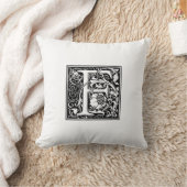 Coussin Monogramme F Modèle floral noir et blanc initial (Couverture)