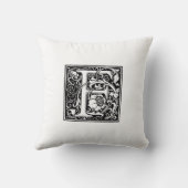 Coussin Monogramme F Modèle floral noir et blanc initial (Verso)