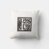 Coussin Monogramme F Modèle floral noir et blanc initial (Recto)