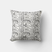 Coussin Monogramme F Modèle floral noir et blanc initial (Recto)