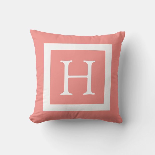 Coussin Monogramme fait sur commande blanc de corail (Recto)