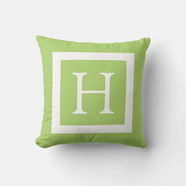 Coussin Monogramme fait sur commande blanc vert (Recto)