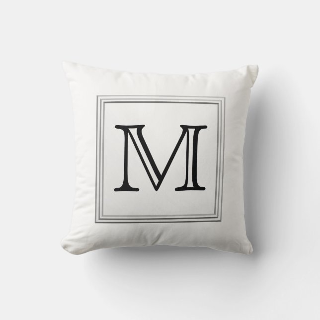 Coussin Monogramme fait sur commande imprimé. Noir et (Recto)