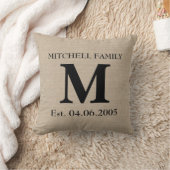 Coussin Monogramme faux lin burlap rustique mariage initia (Couverture)