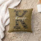 Coussin Monogramme fendu "K " d'avion rustique de toile de (Couverture)