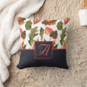 Coussin Monogramme Feuilles d'automne Bleu Orange Décor d' (Couverture)