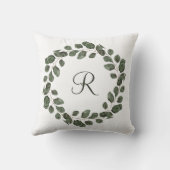 Coussin Monogramme Feuilles d'Eucalyptus Élégant Tendance (Verso)