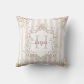 Coussin Monogramme Fleurs Colorées Rococo Rayures Personna (Verso)