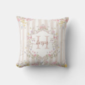 Coussin Monogramme Fleurs Colorées Rococo Rayures Personna (Recto)