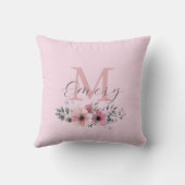 Coussin monogramme floral botanique chic rose (Verso)