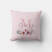 Coussin monogramme floral botanique chic rose (Recto)