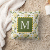 Coussin Monogramme Floral Hydrangea Jaune Élégant (Couverture)