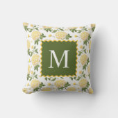 Coussin Monogramme Floral Hydrangea Jaune Élégant (Recto)