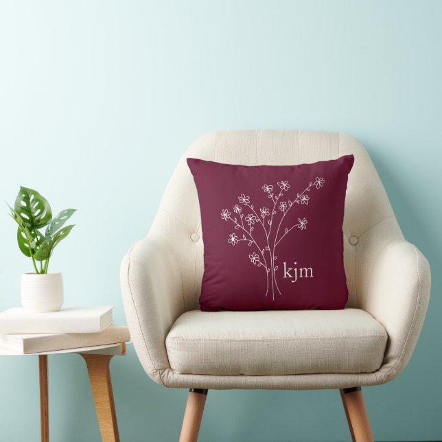 Coussin Monogramme Floral Minimaliste (Chaise)