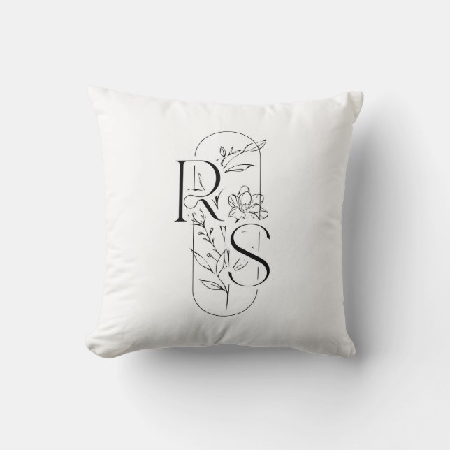 Coussin Monogramme floral RS élégant avec Freesia (Recto)