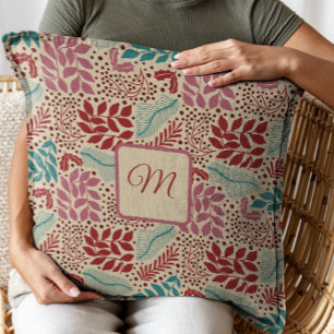 Coussin Monogramme Floral Vintage Noël cosy