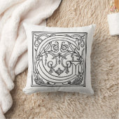 Coussin Monogramme G Modèle floral noir et blanc initial (Couverture)