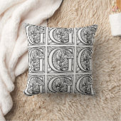 Coussin Monogramme G Modèle floral noir et blanc initial (Couverture)