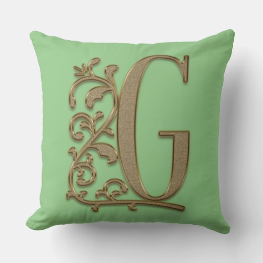 Coussin Monogramme G Vert de printemps Mariage familial, A (Recto)