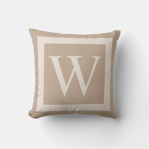 Coussin Monogramme géant sur Arrière - plan beige