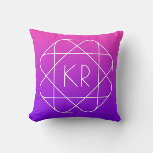 Coussin Monogramme géométrique cool Magenta Violet Pourp