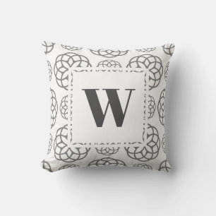 Coussin Monogramme géométrique gris moderne