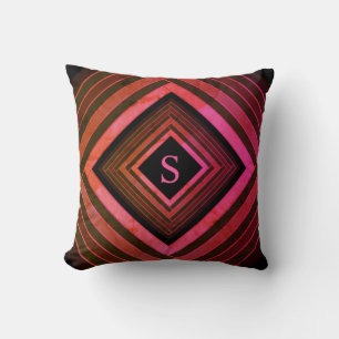 Coussin Monogramme géométrique rose rustique moderne