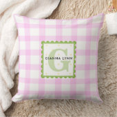 Coussin Monogramme Gingham Rose Personnalisable (Couverture)