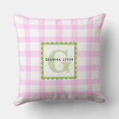 Coussin Monogramme Gingham Rose Personnalisable (Verso)