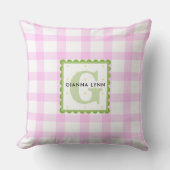 Coussin Monogramme Gingham Rose Personnalisable (Recto)
