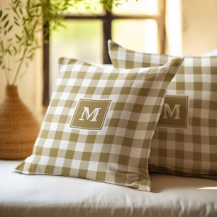 Coussin Monogramme Gold et blanc Plaid de buffle