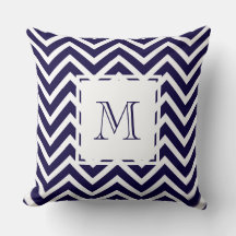 monogramme graphique en chevron bleu marine Zigzag