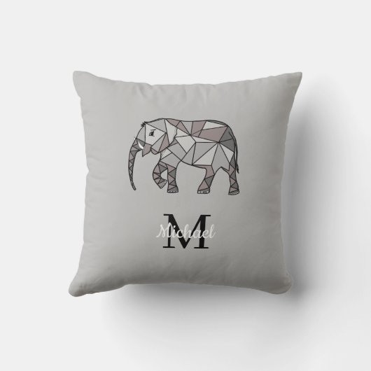 Coussin Monogramme Graphique mignon Eléphant Noir personna (Verso)