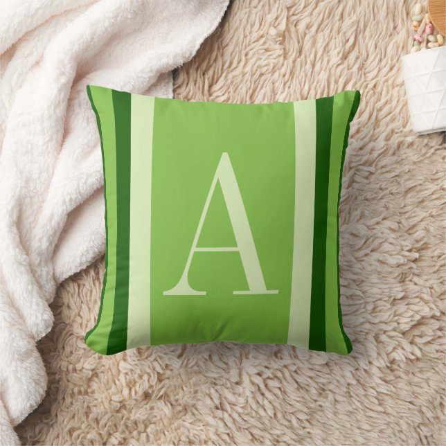 Coussin Monogramme Grilles vertes Personnalisées (Couverture)