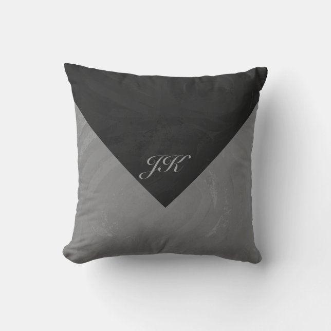 Coussin Monogramme gris ardoise (Recto)