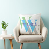 Coussin monogramme gris vert blanc minimal Jeu d'oreiller (Chaise)