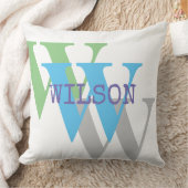 Coussin monogramme gris vert blanc minimal Jeu d'oreiller (Couverture)