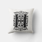 Coussin Monogramme H Modèle floral noir et blanc initial (Verso)