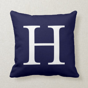 Coussin Monogramme H sur bleu marine