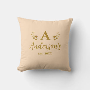 Coussin Monogramme initial Beige personnalisé