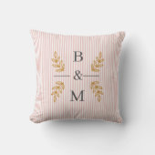 Coussin Monogramme Initial Botanique Rose Doré Pale (Recto)