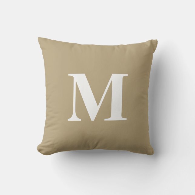 Coussin Monogramme Initial Couleur Marron Or Blanc Modifia (Recto)