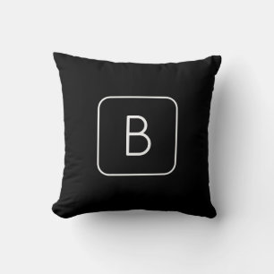 Coussin Monogramme Initial De Style Moderne Blanc & Noir