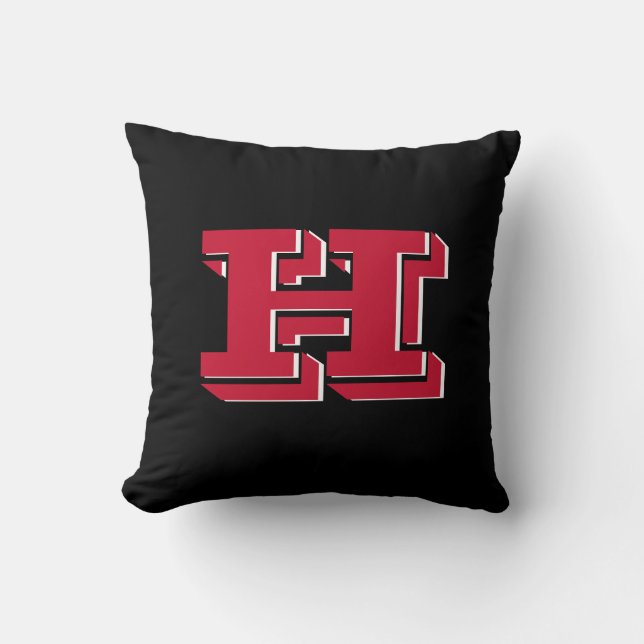 Coussin Monogramme Initial de Style Universitaire Rouge et (Recto)